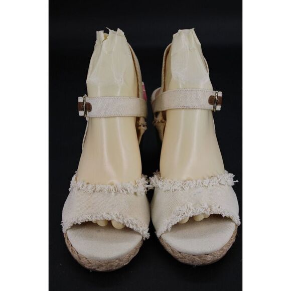 Tommy Bahama Sandals Womens 9 M Savina Wedge Espadrille Cream Ankle Strap - Picture 4 of 11